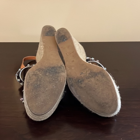 Christian Dior Floral Embellished Blue Wedges - Picture 4 of 6